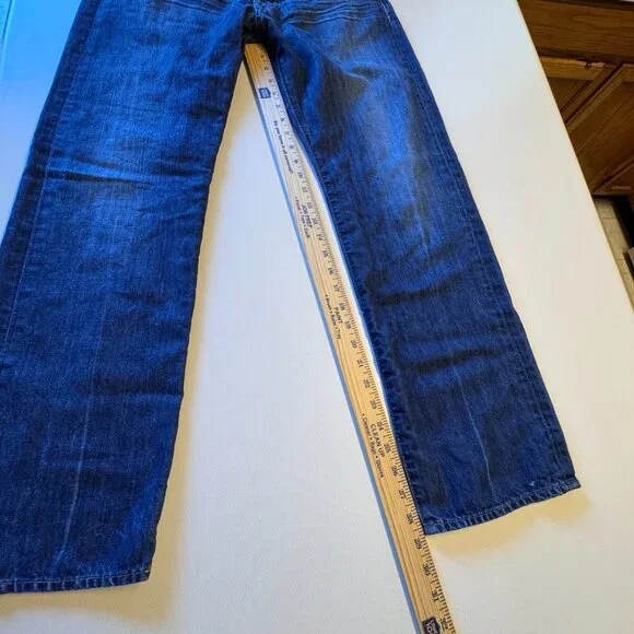 Boss Hugo Boss Jeans Mens Size 32 Button Fly Straight Leg Cotton Linen Blend - Picture 8 of 16